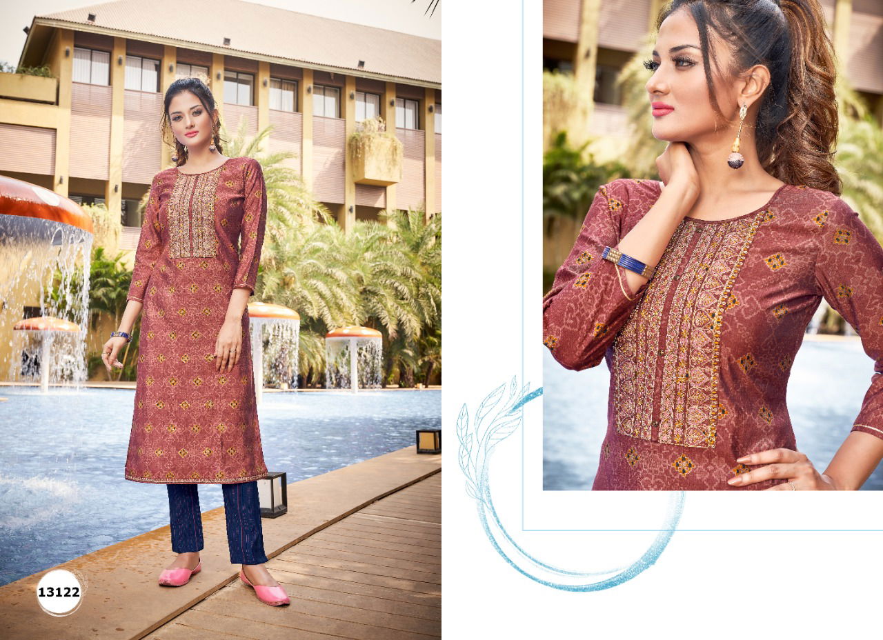 alaroop Aston Latest Ethnic Wear Silk Printed Kurti With Bottom Collection